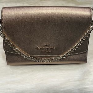 KATE SPADE rose gold metallic Carson convertible crossbody bag